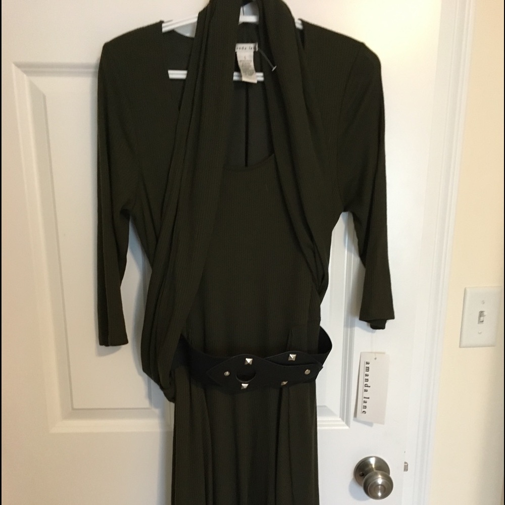 Dark olive green knit dress. Size L